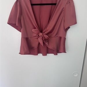 Elegant Mauve Tie-Front Blouse